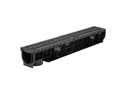 Лоток Ecoteck MEDIUM 100.125 h145 с решеткой пластиковой, кл. С250  (черный) Лоток Ecoteck MEDIUM 100.125 h145 с решеткой пластиковой, кл. С250  (черный)